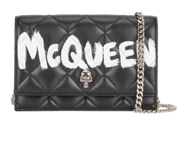 Grafitti Print Crossbody, Leather, Black, MII, DB, 3*